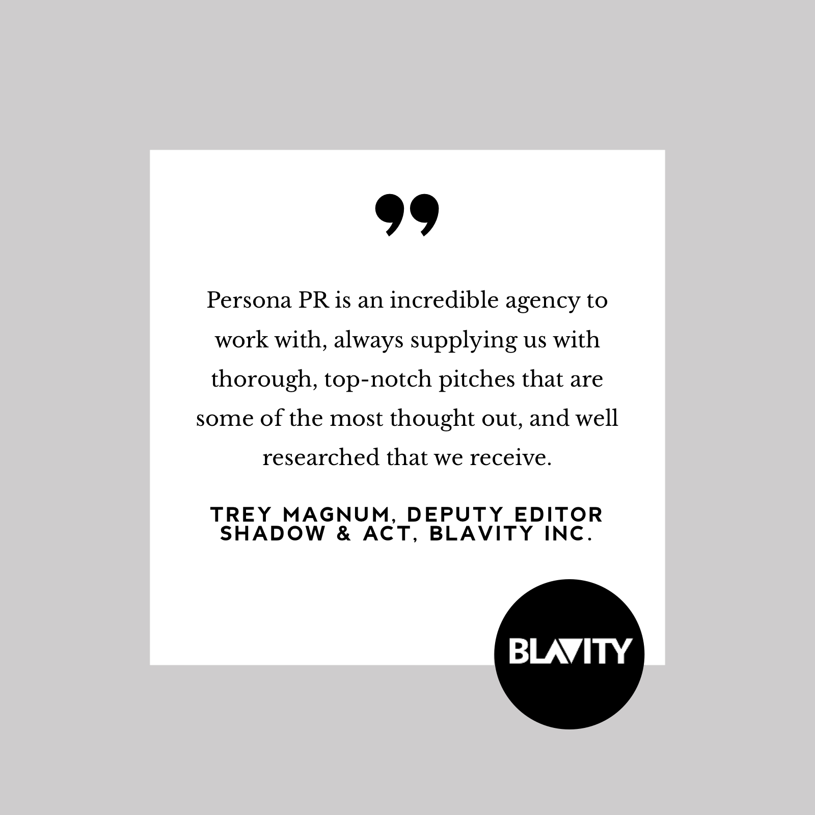 Testimonial from Trey Magnum, Deputy Editor, Shadow & Act, Blavity Inc.